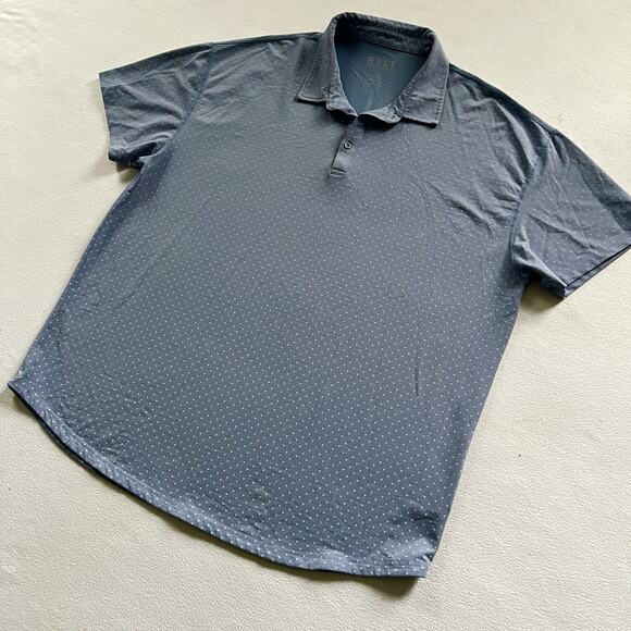 Bylt Premium Basics Lux Polo Shirt Men Blue Polka Dots Cotton Stretch Golf 3XL - Picture 2 of 6